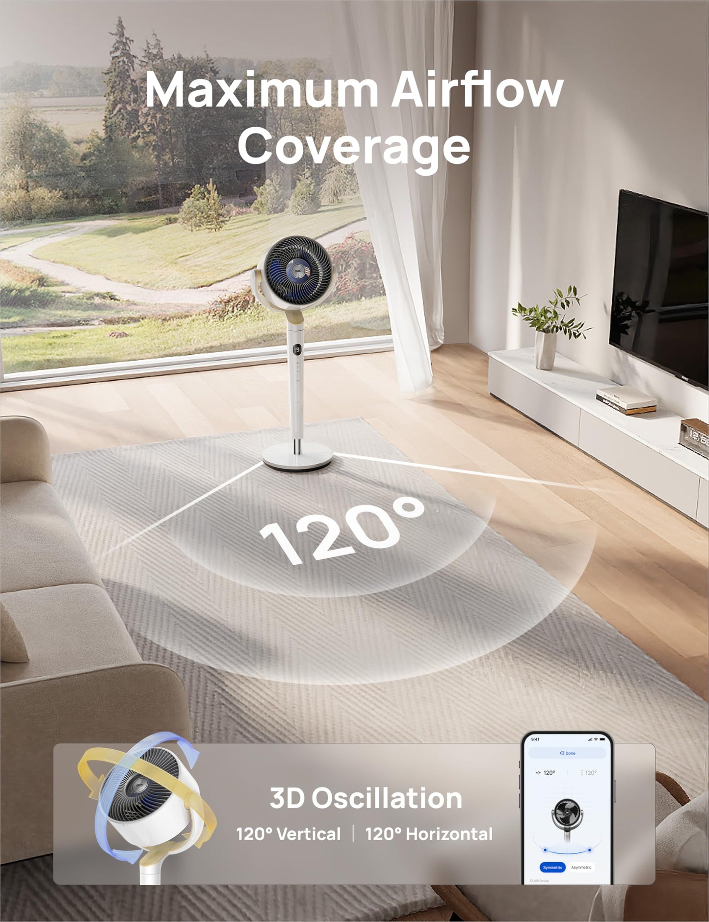 DREO Ventilador Inteligente de Pedestal y Piso (35-40")