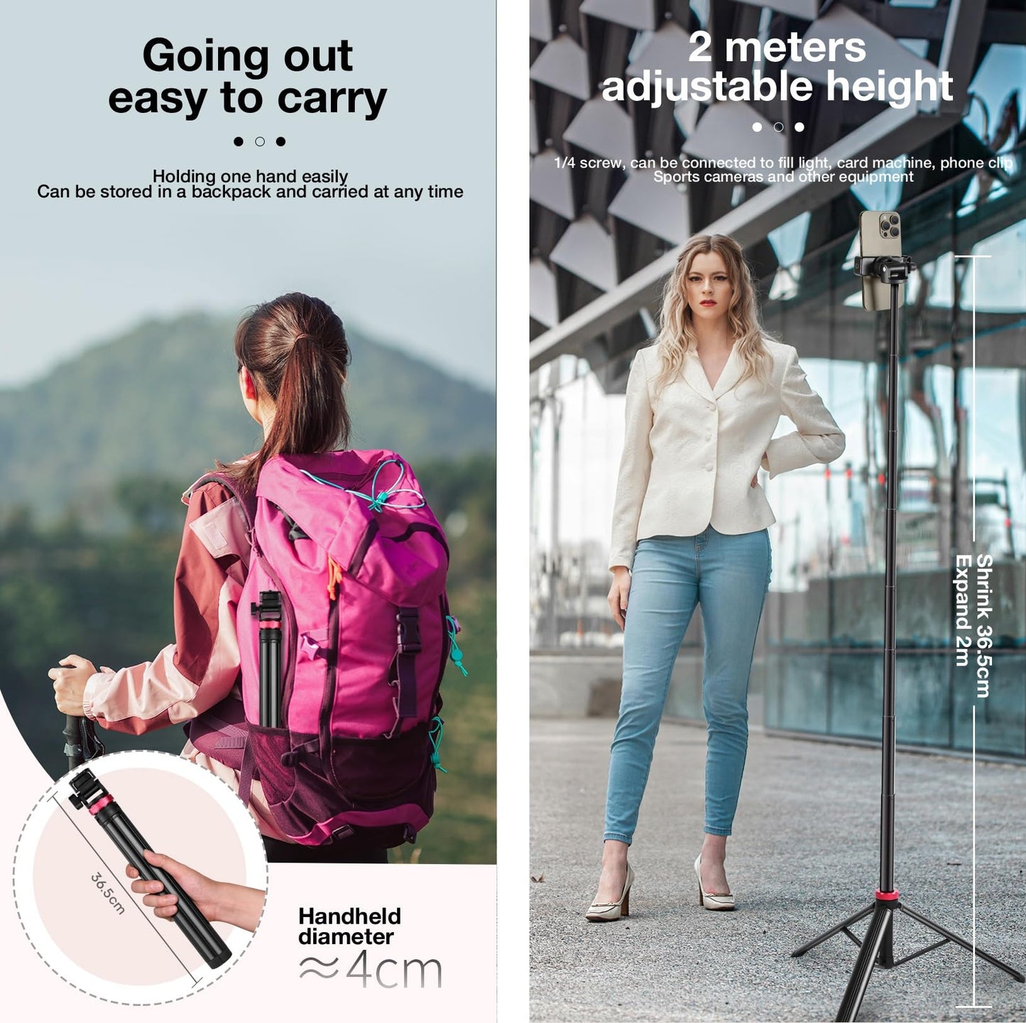 80'' Osmo-Mobile Floor Tripod-Stand Holder for DJI Osmo Mobile 8 SE 7P 7 6 5 4 / Osmo-Pocket 4 3 2 1 / Osmo Action 6 5 pro 4 3 2 1