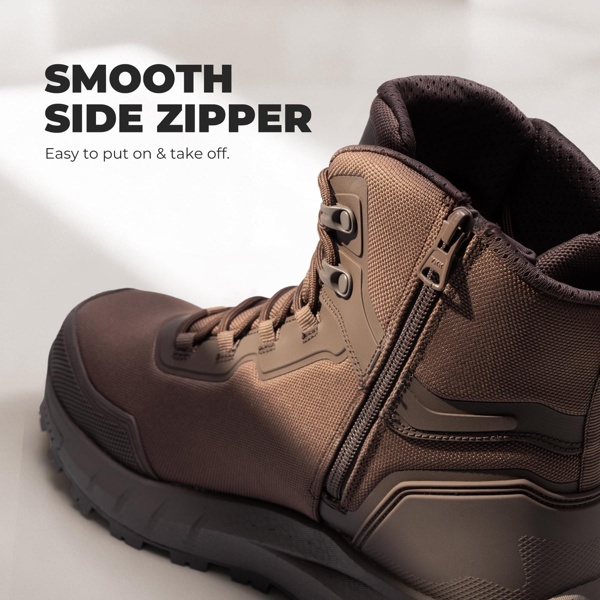 NORTIV 8 Men's Composite Toe Work Boots Slip Resistant, Dark Brown
