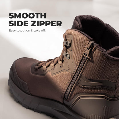 NORTIV 8 Men's Composite Toe Work Boots Slip Resistant, Dark Brown