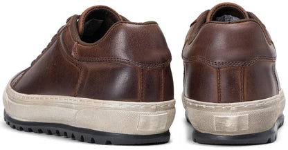 Jousen Men's Shoes Leather Casual Dress Sneakers with Vintage-Distressed-Sole (AMY5124A Darkbrown 09.5)