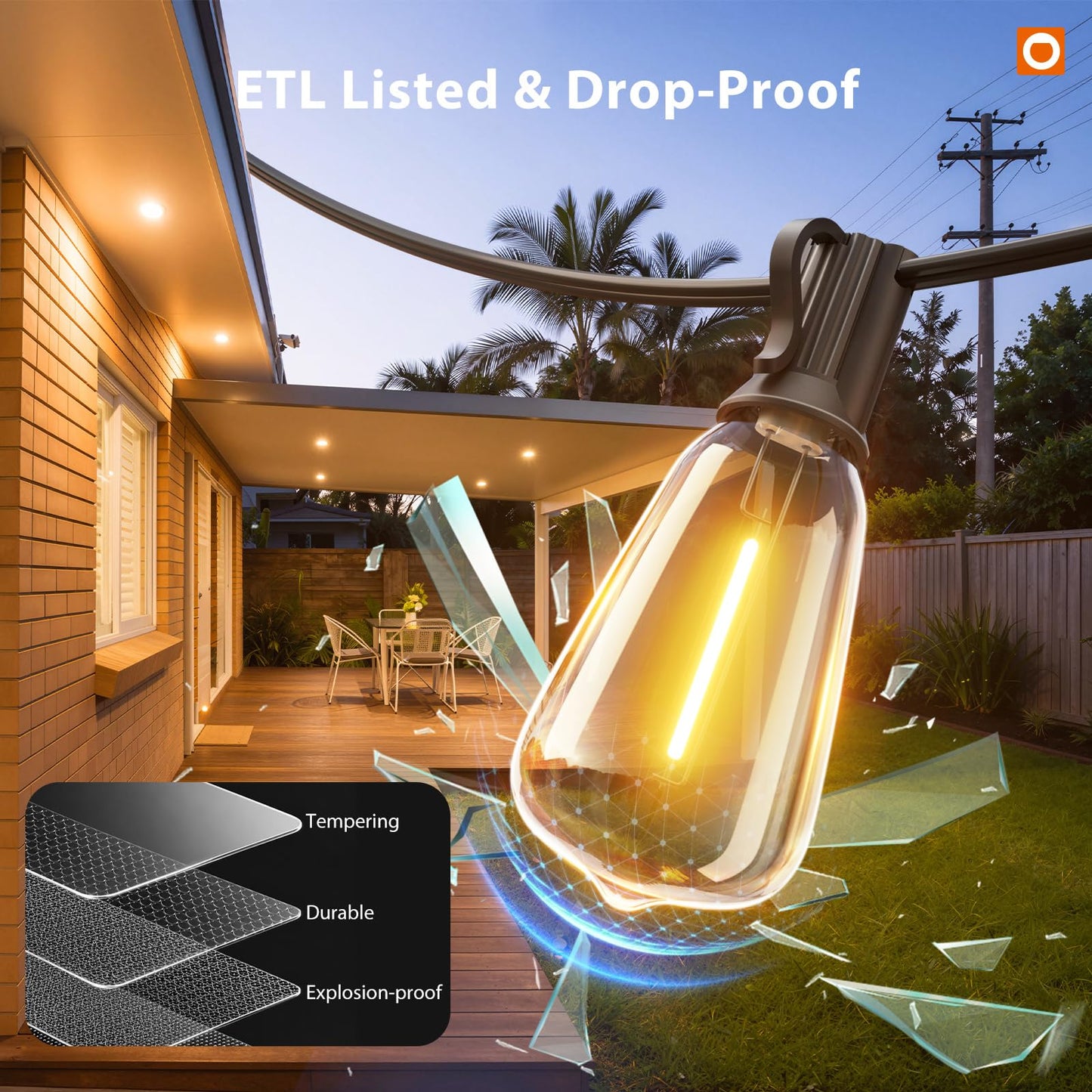 addlon Tira de Luces de Exterior Extra Larga (198FT)