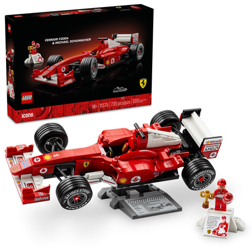 LEGO Icons Set de Construcción Ferrari F2004 y Michael Schumacher (11375)
