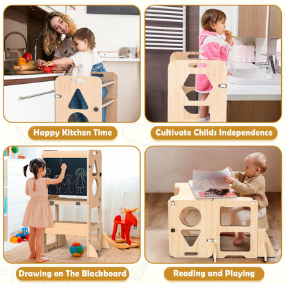 Woodure Taburete de Cocina 4 en 1 para Niños