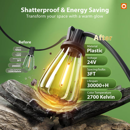 addlon Guirnalda de Luces Solares Extra Larga 198FT (Impermeable / 60+4 LED)