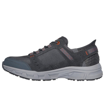 Skechers Men's Oak Canyon Consistent Winne Hands Free Slip-in Sneaker, Gray/Orange