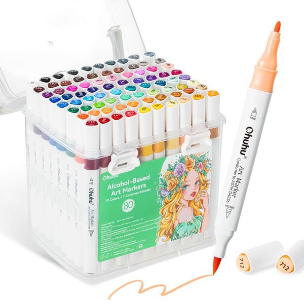 Ohuhu Marcadores de Alcohol Artísticos (Paquete de 80 Colores)