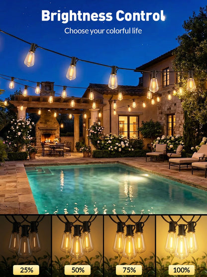 Guirnalda de Luces Solares 65ft (Exterior Impermeable / Bombilla Edison)