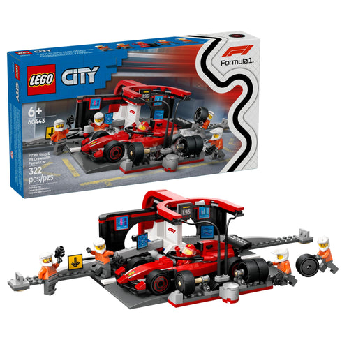 LEGO City Parada de Boxes y Equipo F1 con Auto Ferrari (Modelo 60443)