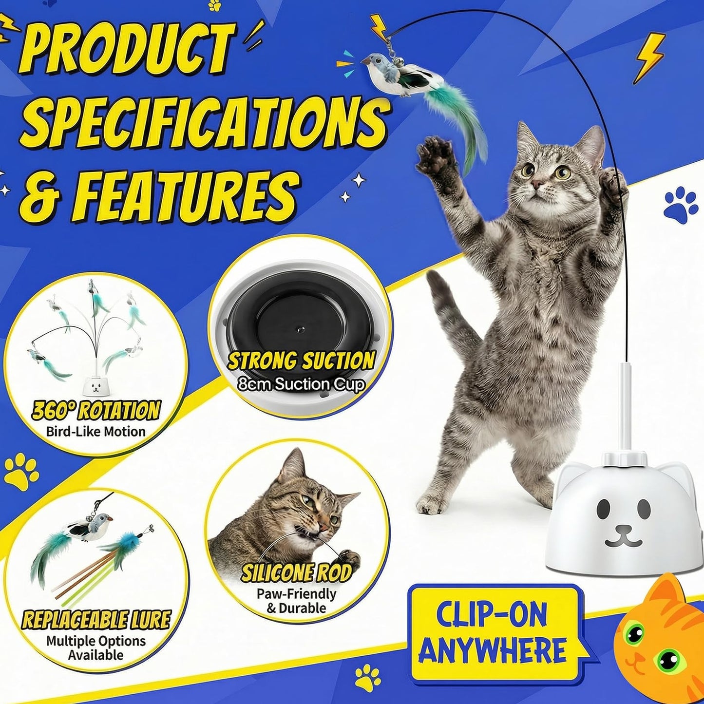 CATPICK Juguete Interactivo de Pájaro Volador para Gatos