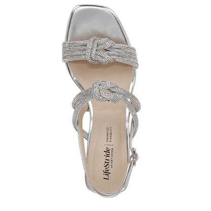 LifeStride Womens Celeste Heeled Sandal Silver Metallic