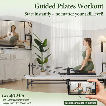 PAETA Pilates Reformer, 91" Foldable Reformer Pilates Machine with Adjustable Reformer Heights, Pilates Equipment with Piano Wire Spings and Jump Boards(Black)
