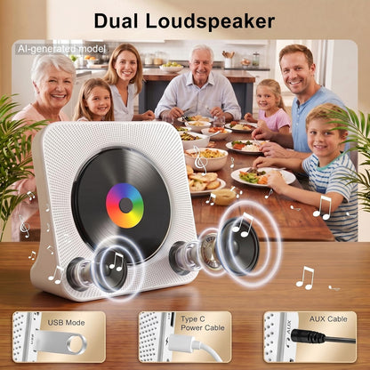 Gueray Reproductor de CD Bluetooth de Escritorio Portátil (Blanco)