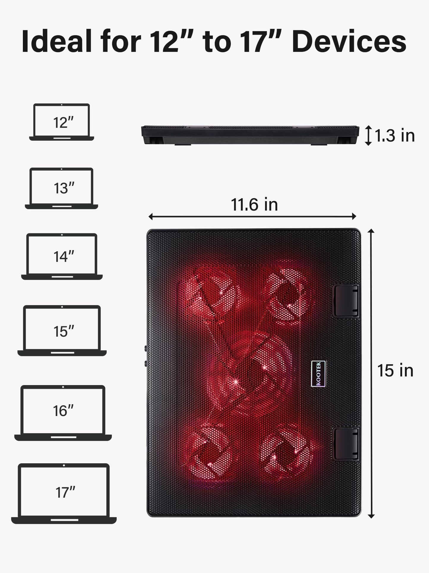 Kootek Base Refrigerante para Laptop (5 Ventiladores / Rojo)