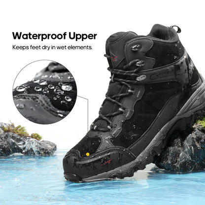 NORTIV 8 Men's Waterproof Hiking Boots Outdoor Mid Trekking Lightweight Mountaineering Shoes Paladin, Black, JS19004M