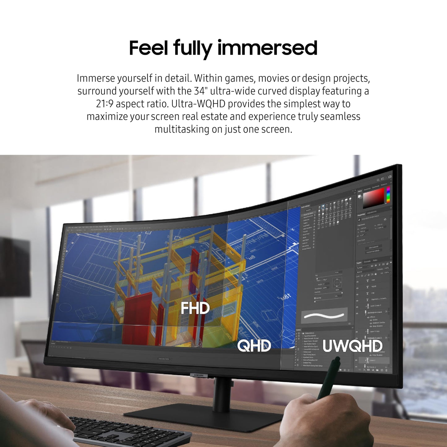 SAMSUNG ViewFinity S65UA Series Monitor Curvo Ultrawide 34"