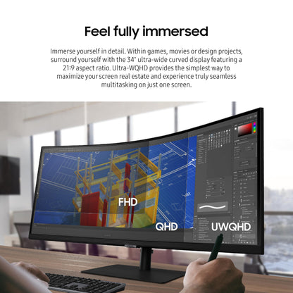 SAMSUNG ViewFinity S65UA Series Monitor Curvo Ultrawide 34"