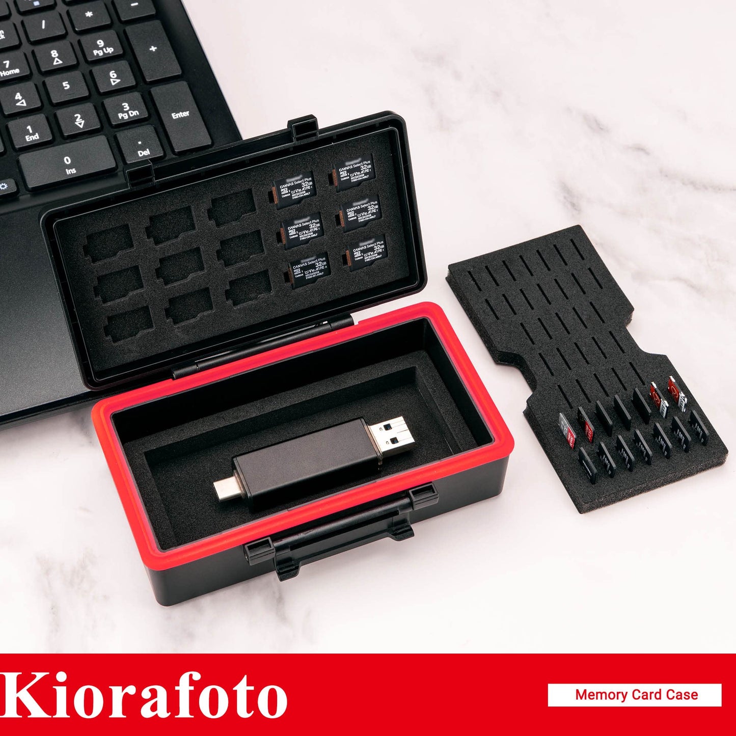 Kiorafoto 58 Slots TF Micro SD MSD Memory Card Case Holder Water-Resistant Anti-lost Anti-shock Storage Organizer with Labels & Notepaper, Switch Steam Deck Drone Trail Camera Memory Cards Accessories