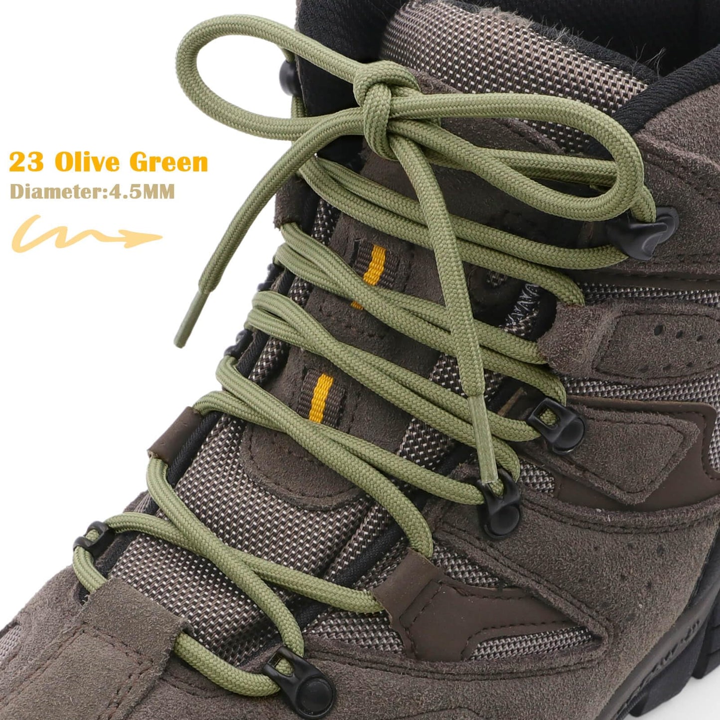 DELELE Hiking Shoe Laces for Boots, 2 Pair 55 inch Olive Green Round Boot Laces Heavy Duty, Work Shoelaces Strings