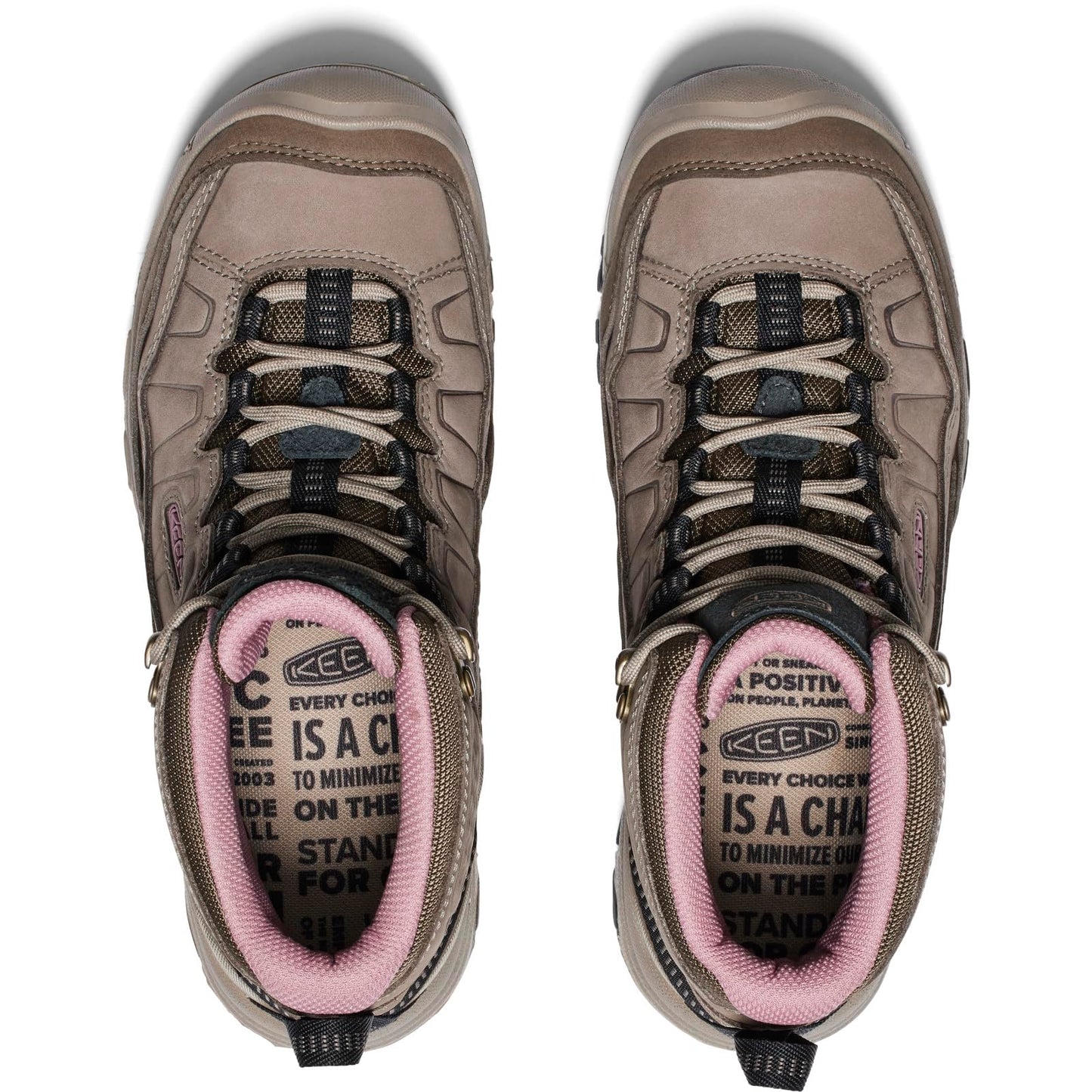 KEEN Women's Targhee 4 Mid Height Durable Comfortable Waterproof Hiking Boots, Brindle/Nostalgia Rose