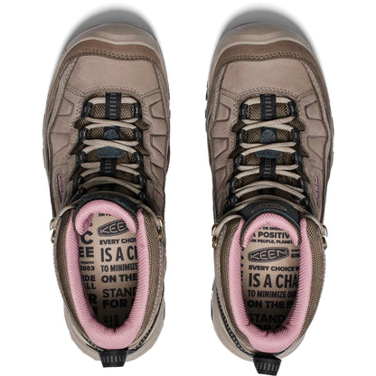 KEEN Women's Targhee 4 Mid Height Durable Comfortable Waterproof Hiking Boots, Brindle/Nostalgia Rose