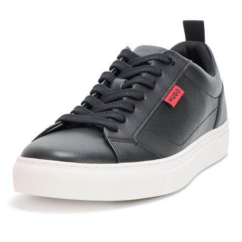 HUGO, Morrie Low Profile Friendly Leather Sneakers, Black Gloss