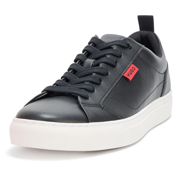 HUGO, Morrie Low Profile Friendly Leather Sneakers, Black Gloss
