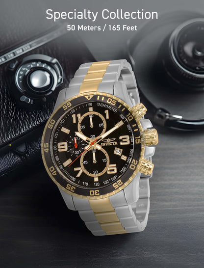 Invicta Men's 14876 Specialty Chronograph Black Textured Dial Two Tone Stainless Steel Watch