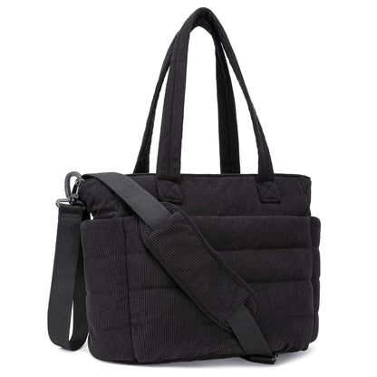 AOCINA Bolso de Mano Acolchado para Mujer (Pana Negro Azabache)