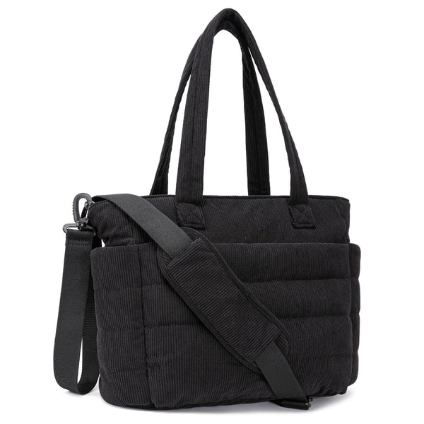 AOCINA Bolso de Mano Acolchado para Mujer (Pana Negro Azabache)