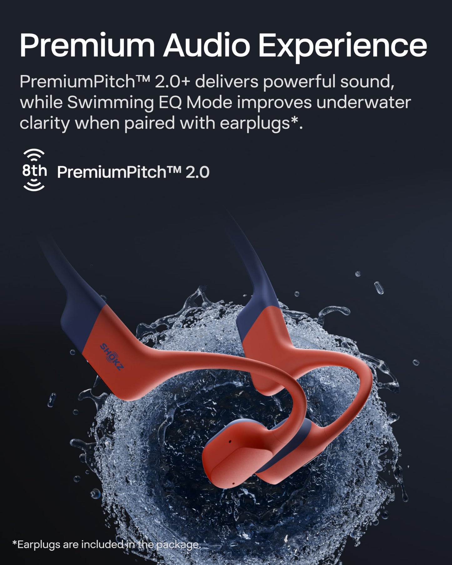 SHOKZ Auriculares Deportivos de Conducción Ósea OpenSwim Pro (Rojo)