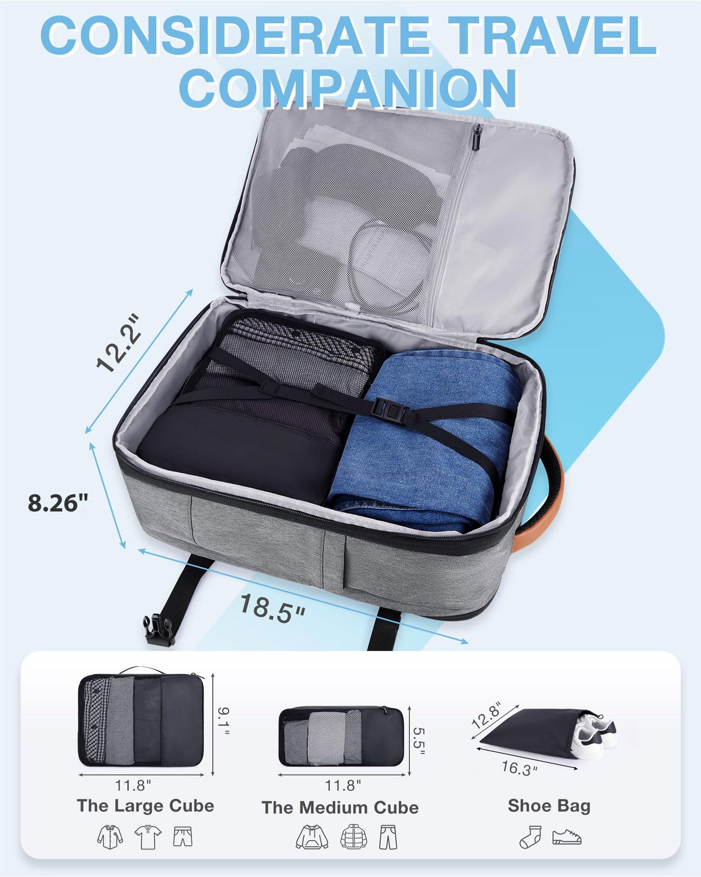 BAGSMART Mochila de Viaje de Compresión (40L / Khaki)