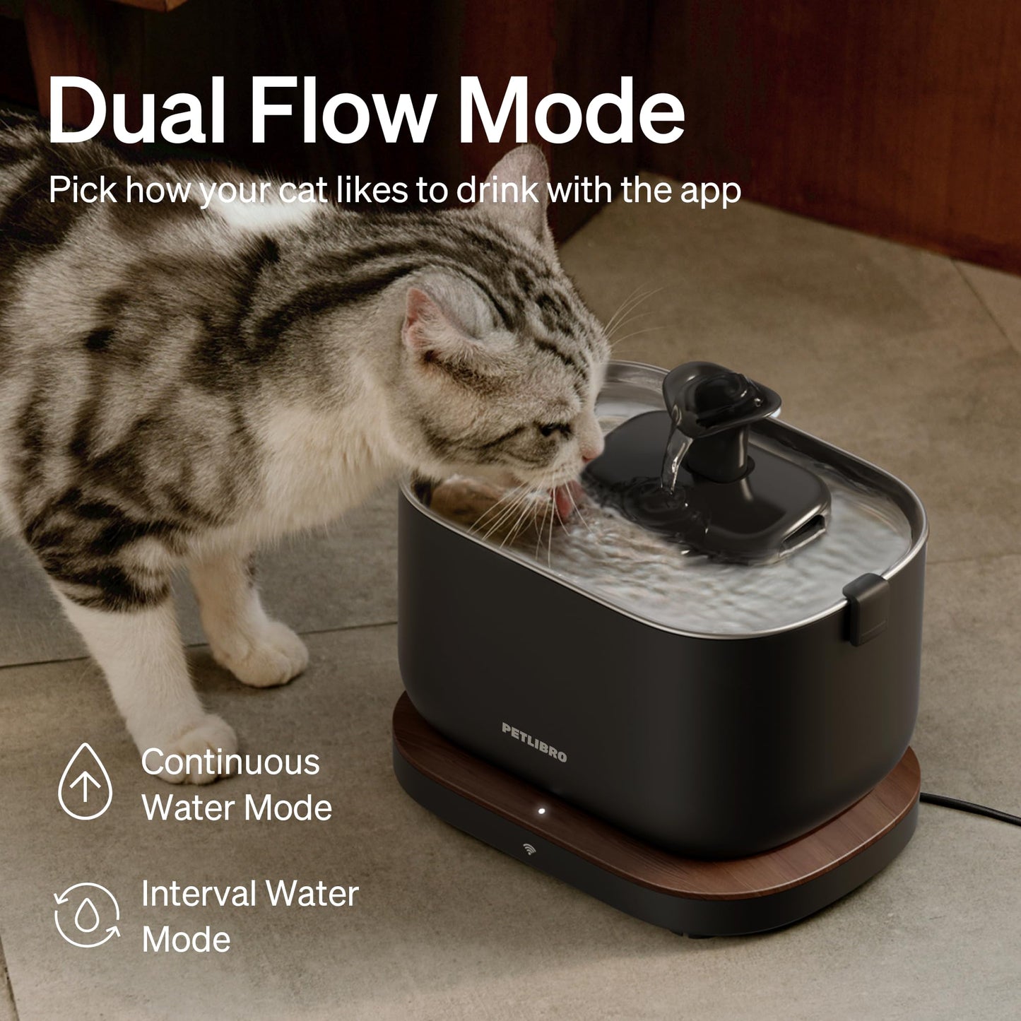 PETLIBRO Fuente de Agua para Gatos de Acero Inoxidable (2.5L / 84oz)