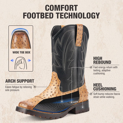 Rollda Botas Vaqueras para Hombre (Talla 10 / Marrón y Negro)