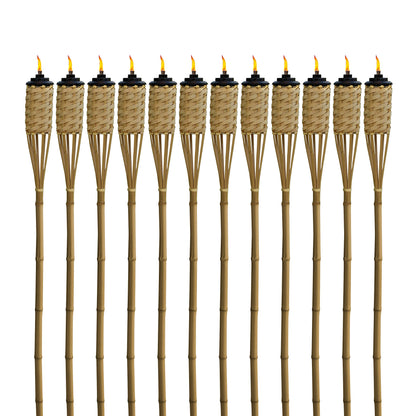 TIKI Antorchas de Bambú para Exteriores (Pack de 12 / 57 Pulgadas)