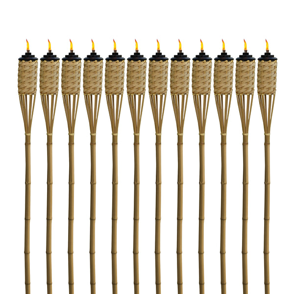 TIKI Antorchas de Bambú para Exteriores (Pack de 12 / 57 Pulgadas)