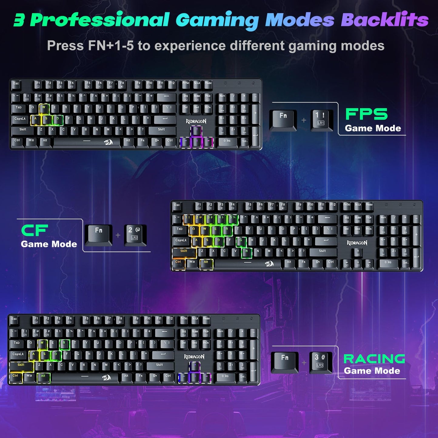 Redragon Teclado Mecánico para Juegos (Iluminación RGB / Switches Rojos)