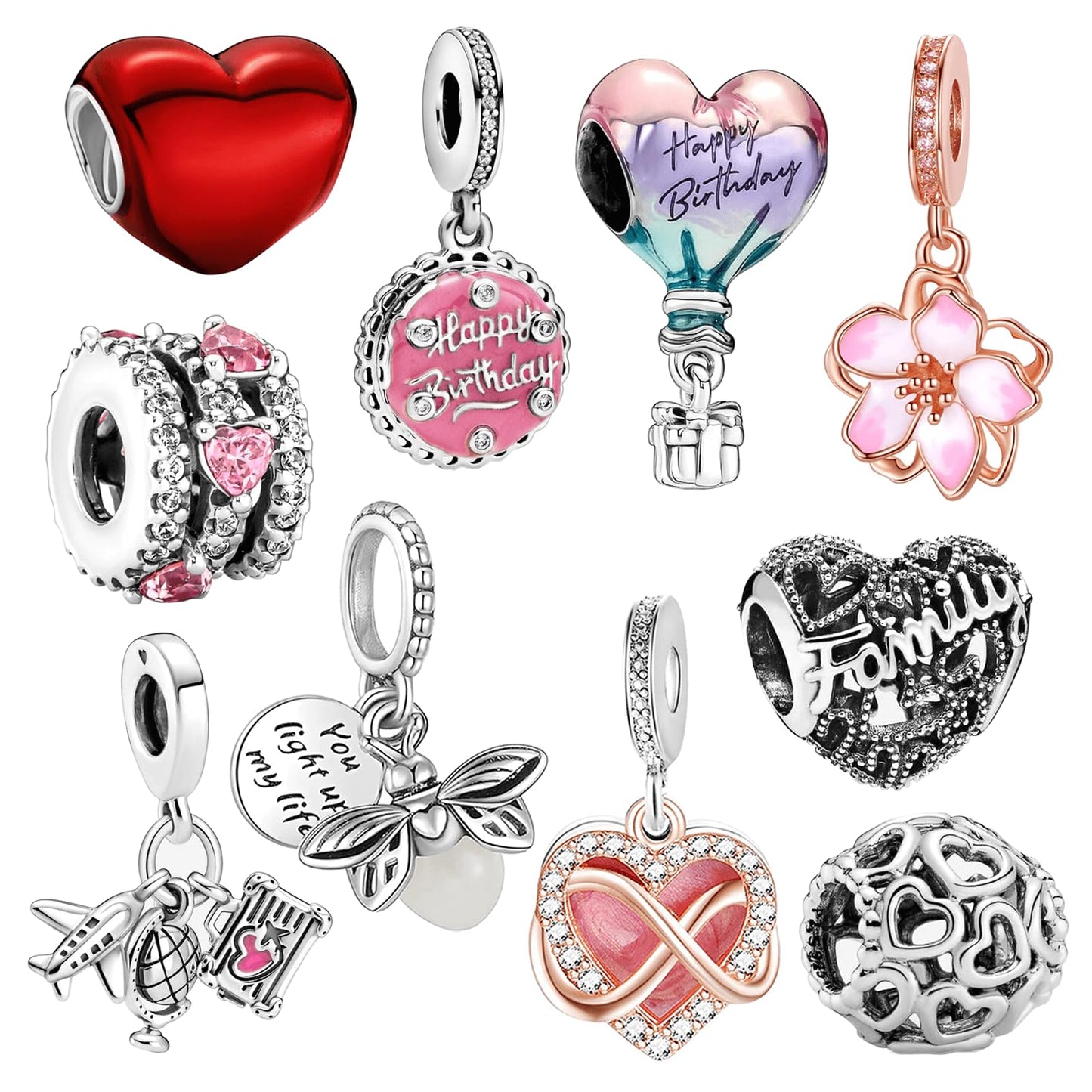 WANIUS Set de Amuletos y Dijes de Plata para Joyería (Paquete de 10)
