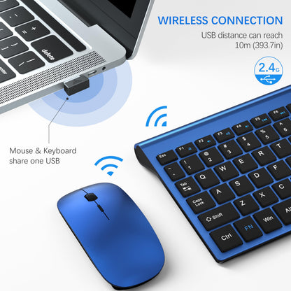 TopMate Combo Teclado y Ratón Inalámbrico Ultra Delgado (Azul Negro)