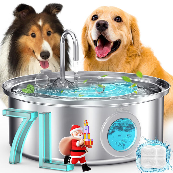 oneisall Fuente de Agua de Acero Inoxidable para Perros (7L / 230oz)