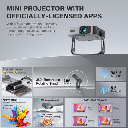 VISSPL Smart Mini Proyector 1080P (Plata)