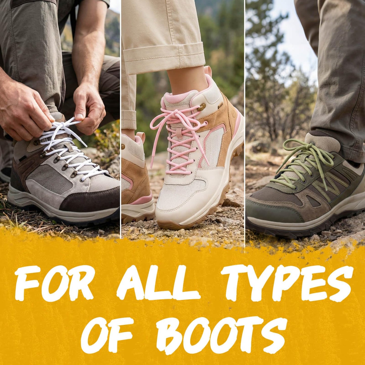 DELELE Hiking Shoe Laces for Boots, 2 Pair 55 inch Olive Green Round Boot Laces Heavy Duty, Work Shoelaces Strings