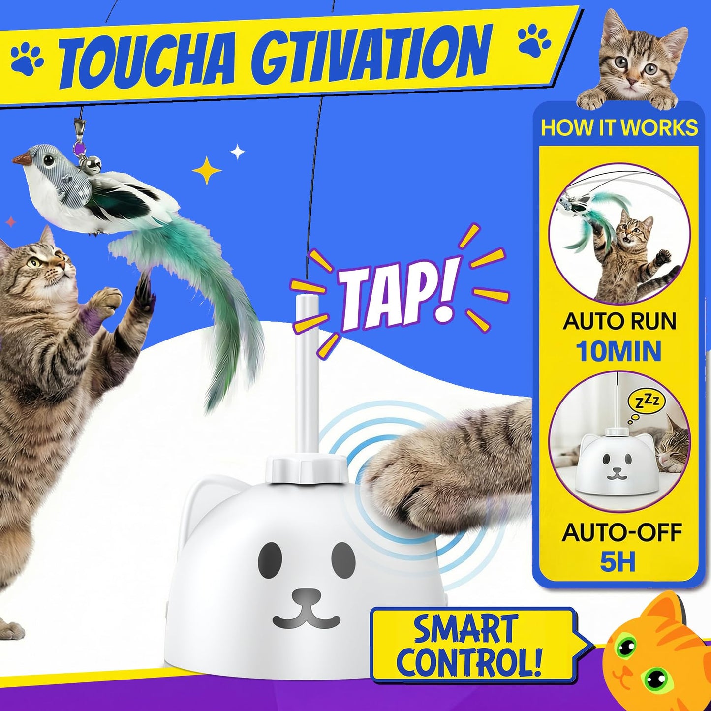 CATPICK Juguete Interactivo de Pájaro Volador para Gatos