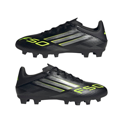 Adidas Unisex-Adult F50 Club Firm Ground/Multi Ground, Black/Iron Metallic/Lucid Lemon