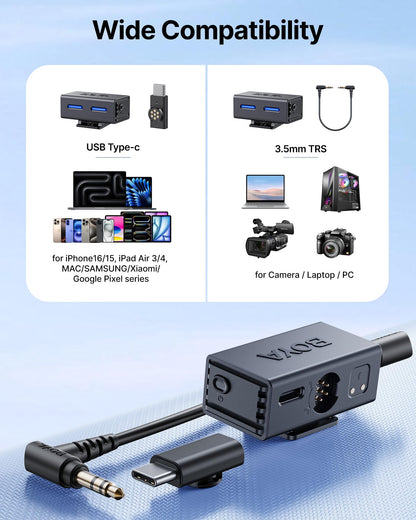BOYA BOYALINK 3 Wireless Lavalier Microphone for iPhone/Android/Camera/PC/Tablets,AI Noise Cancellation, 48kHz/24Bit Studio Sound,APP Control, 984ft 6h Battery for Vlogging Interview(No Charging Case)