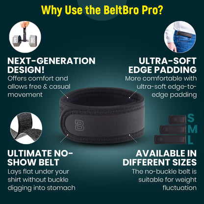 BeltBro Pro Cinturón Invisible sin Hebilla (Elástico / Ajustable)