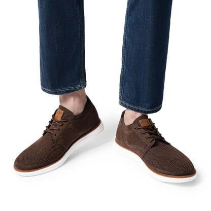 Bruno Marc Men's KnitFlex Breeze Mesh Sneakers Oxfords Lace-Up Lightweight Casual Walking Shoes, Brown, GRAND