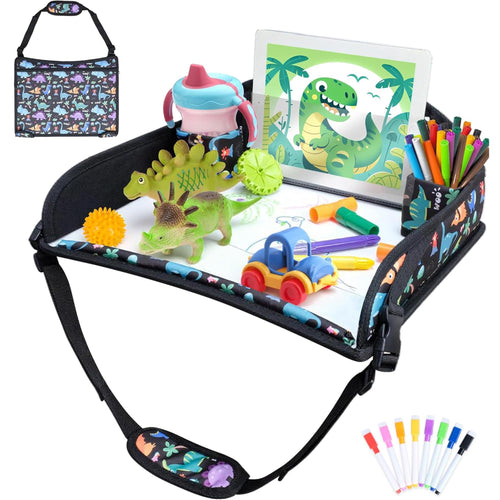AZAMIA Bandeja de Viaje para Niños y Asiento de Coche (Diseño de Dinosaurio)