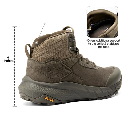 NORTIV 8 Men's Waterproof Military Tactical Work Boots Leather Motorcycle Combat Lightweight Non-Slip Hiking Boots for Men VaporGuard, Coffee, SNMT246M