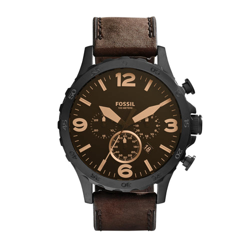 Fossil Reloj Nate de Cuarzo para Hombre (Black / Dark Brown)